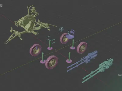 ZPU-4 Quad-Barrel Anti-Aircraft Gun 3D model