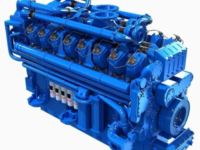 Blue V12 Diesel Engine 3D model