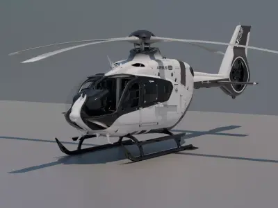 H135 Helicopter with interior and animated door 3D model