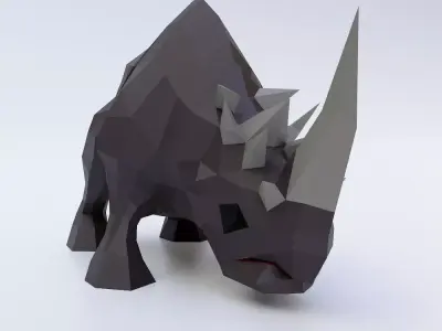 Rhino 3d model rhinoceros Low-poly 3D model