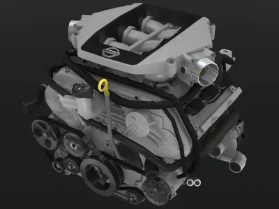 Nissan GTR 2010 VR38DETT engine Low-poly 3D model