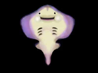 stingray fish with glowing eyes Low-poly 3D model