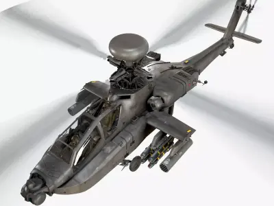 Apache AH-64D US Army Complex Animation Low-poly 3D model