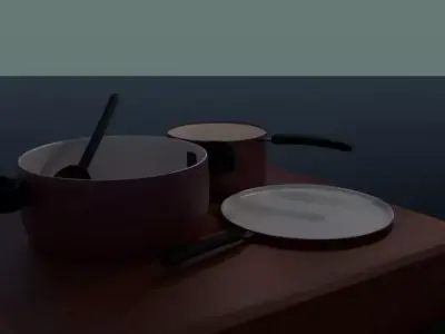 Ceramic utensil set Free low-poly 3D model