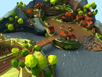 Medieval Village Low-poly 3D model