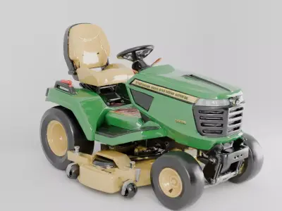 Green Lawn Grass Tractor 3D Model 3D model