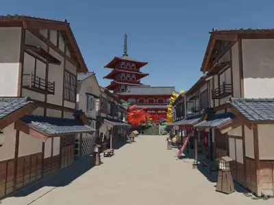 Old Japanese Town 3D model