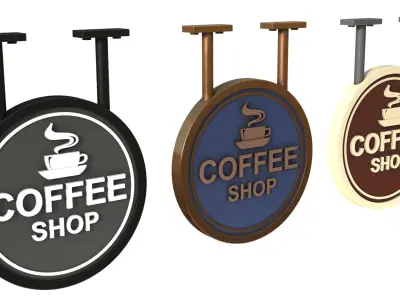 Signboards coffee shop 3D model