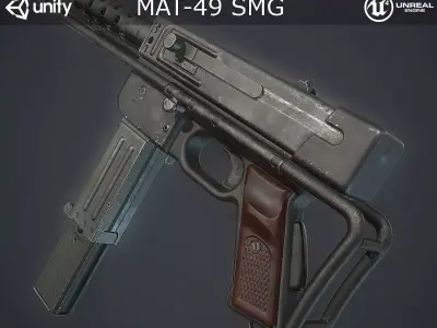 MAT-49 Submachine Gun Low-poly 3D model