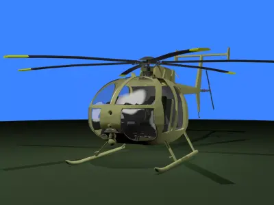 MH-6 military helicopter Low-poly 3D model