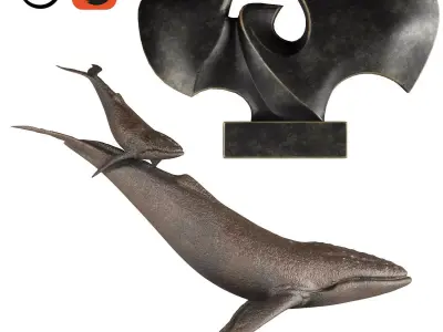 Animal Scluptures Low-poly 3D model