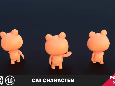 Funny Cat Character Lowpoly Low-poly 3D model