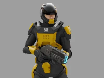 SCI-FI TROOPER RIGGED 3D model