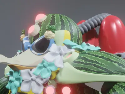 Summer Penguin Low-poly 3D model