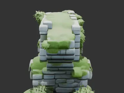 Stone Bridge Ruins Low-poly 3D model