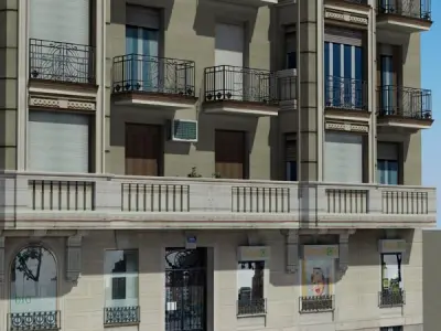 Building with balconies and windows Low-poly 3D model