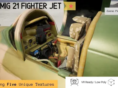 MiG 21 - Rigged and Animated - with Interior - M4 Low-poly 3D model