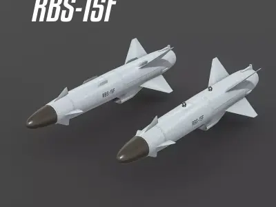 Swedish RBS-15F Anti-Ship Missile Low-poly 3D model