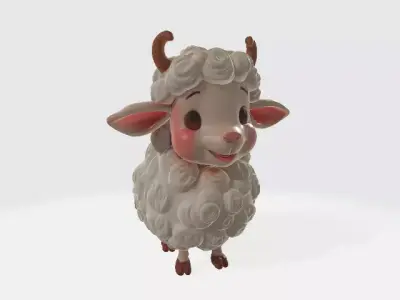 Cartoon sheep Low-poly 3D model