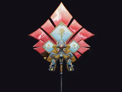 Magical Staff Magic Stick Fantasy Wand Axe Props Lowpoly Item Low-poly 3D model