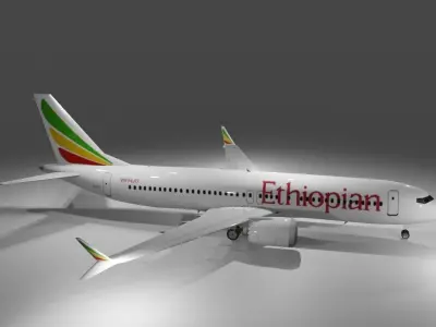 Ethiopian airlines Boeing 737 max 8 3d model Low-poly 3D model