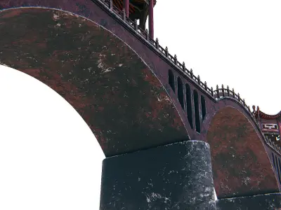Asian Bridge PBR Low-poly 3D model