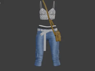 Girls Outfit 13 - Marvelous Designer 3D model