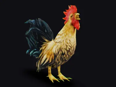 Realistic Rooster Cock Farm Bird Animated Mammal Birds Chicken Low-poly 3D model