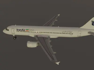 Iran air airbus a320-214 low poly 3D Model  Low-poly 3D model