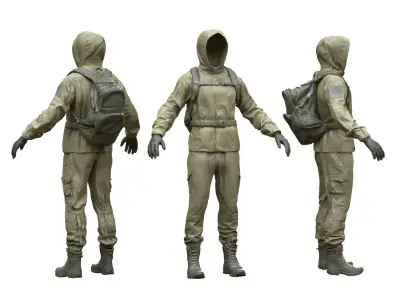 Male Hunting Outfit 2 Low-poly 3D model