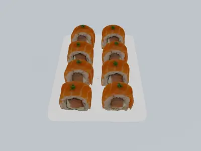 Sushi Philadelphia lite Realistic 3d model Low-poly 3D model