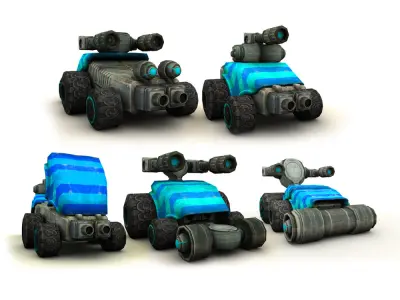 Future combat vehicle collection Low-poly 3D model