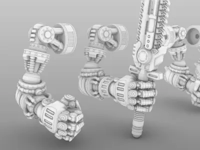 Free Chainsword and Armored Gauntlet For Questing Knights Free 3D print model