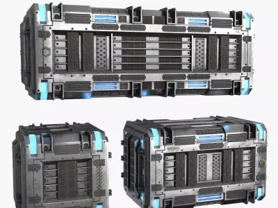 Sci-fi Container set of 3 v4 Low-poly 3D model