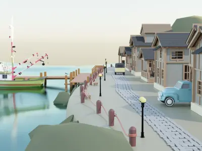 Fishermans Village Low-poly 3D model