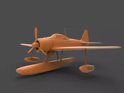 A6M2N orange airplane 3D print model