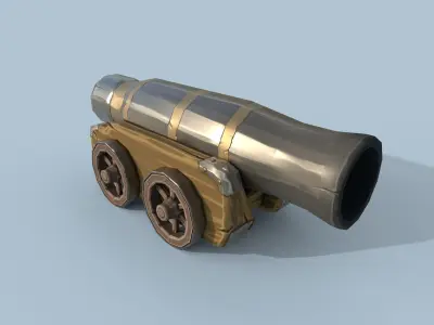 Stylized Naval Cannon Low-poly 3D model