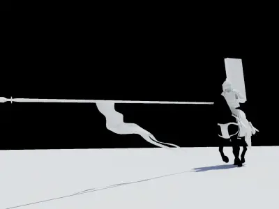 Husaria two knights riding horses Free 3D model