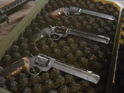 Magnum 44 revolver Low-poly 3D model