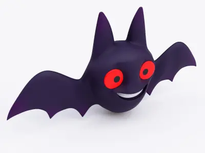 Bat cartoon 3d model  Low-poly 3D model