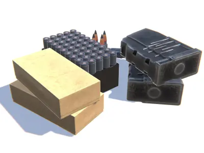 9x39 Ammo Pack Low-poly 3D model