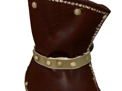 Cracked Leather Gauntlet Brass Rivets 3D model