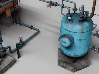 Industrial filtration system Low-poly 3D model