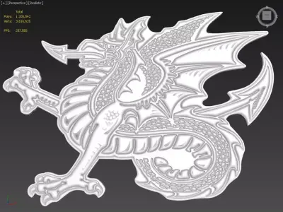Dragon v3 Suitable for embossing Hot Foil Technique 3D model