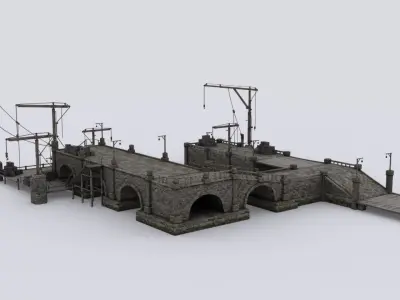 Wharf medival Low-poly 3D model