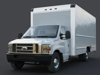 E350 Delivery Box truck Low-poly 3D model