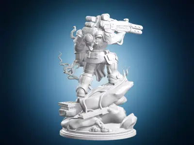 Space Marine with Heavy Bolter 3D print model