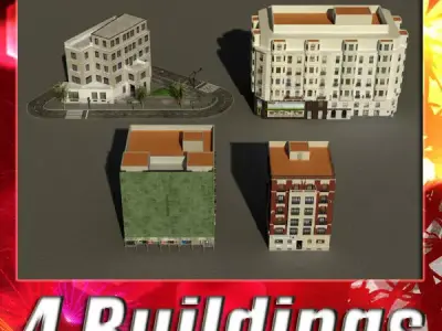 Building Collection 25-28 Low-poly 3D model