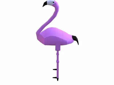 Flamingo Cartoon Low-poly 3D model