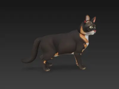 Cat Realistic 3D Model - Low Poly Realistic  Low-poly 3D model